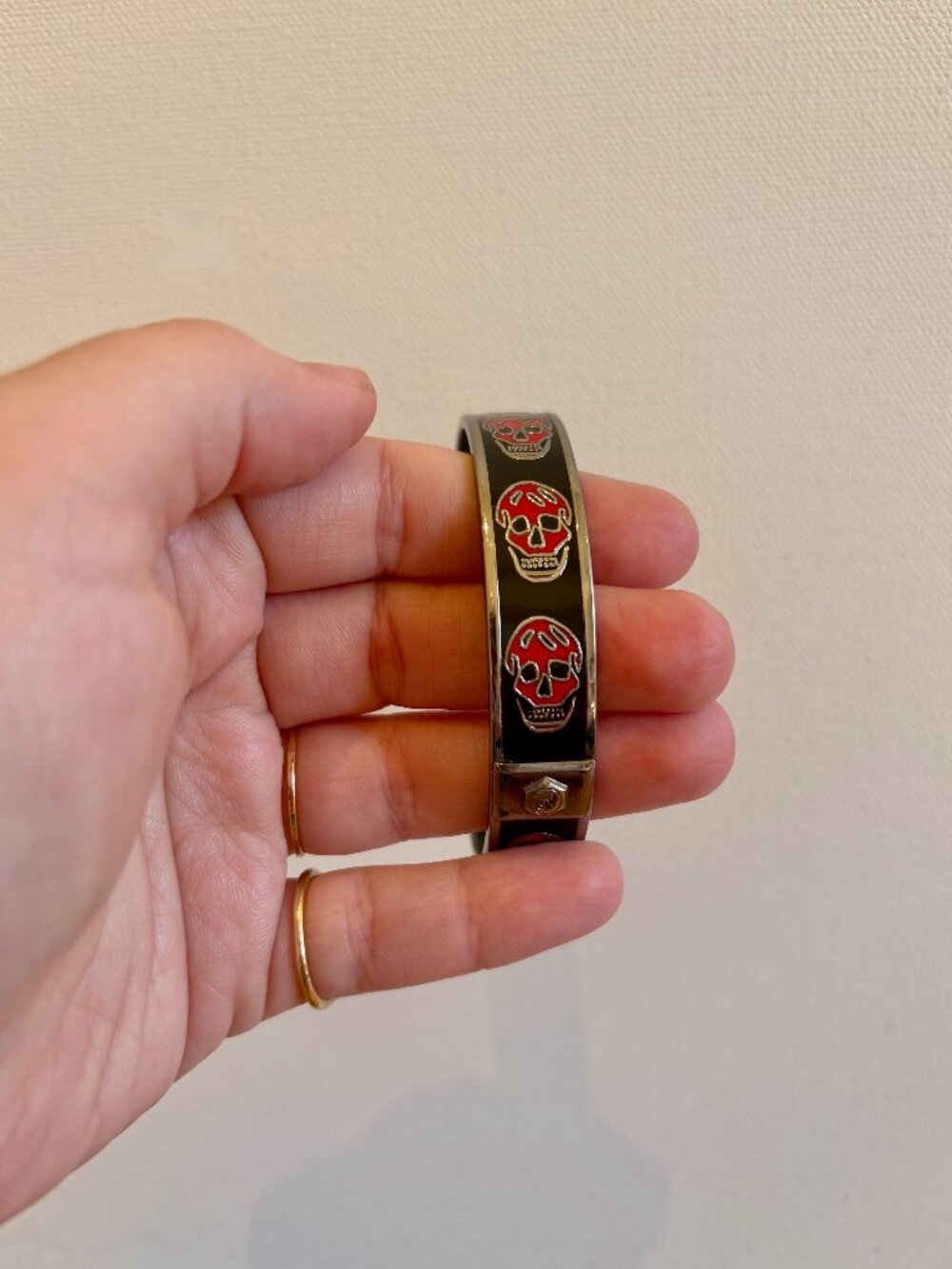 Alexander McQueen Enamel Skull Bangle Bracelet